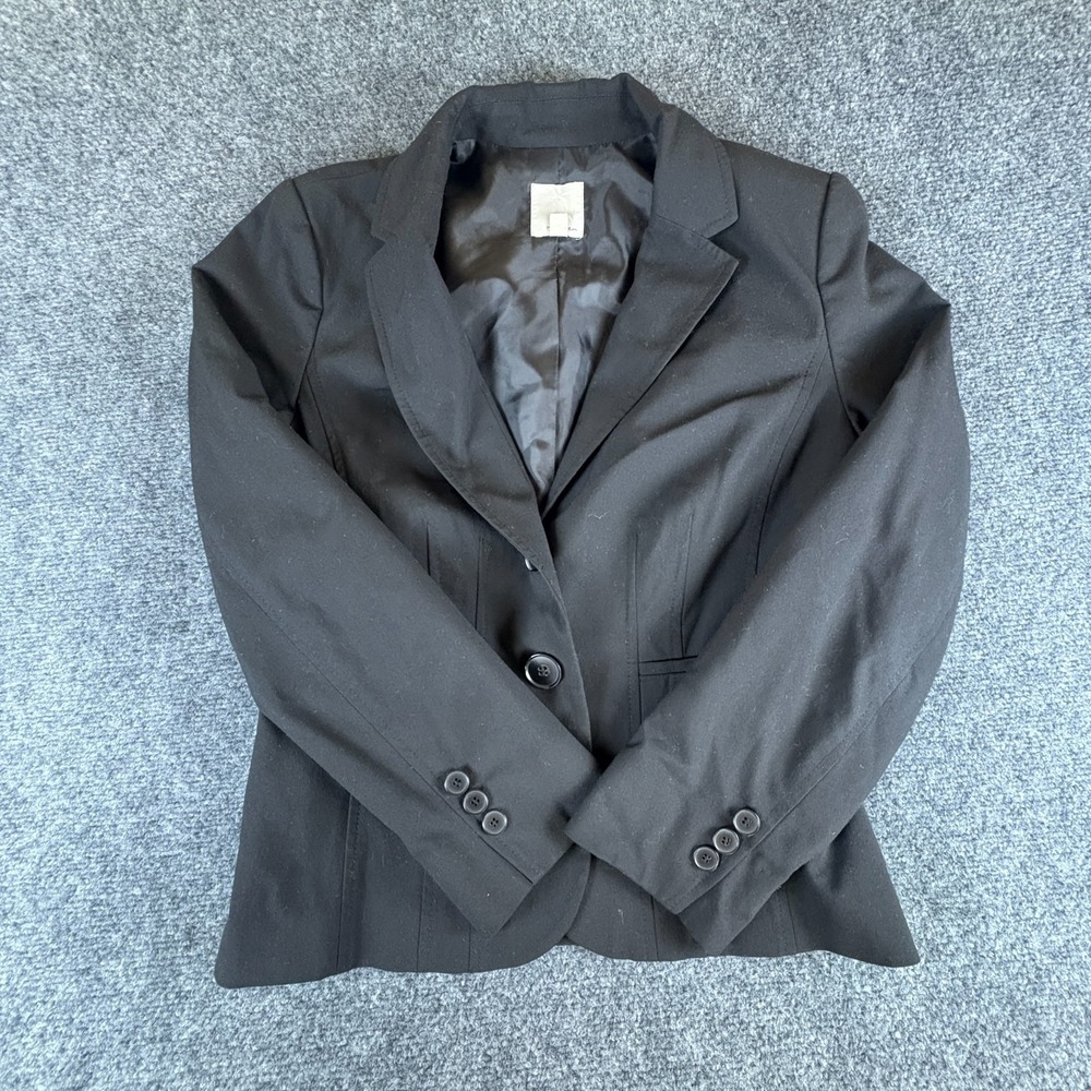 Halogen Blazer Jacket Women 2 Black Stretch Notch Lapel Single Breasted Business